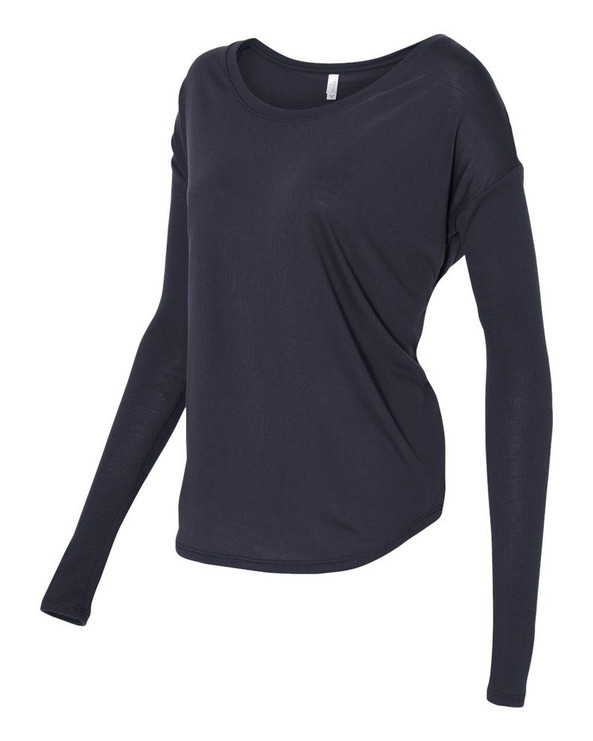 Bella+Canvas 8852 - Ladies' Flowy Long Sleeve T-Shirt With 2x1 Rib Sleeves