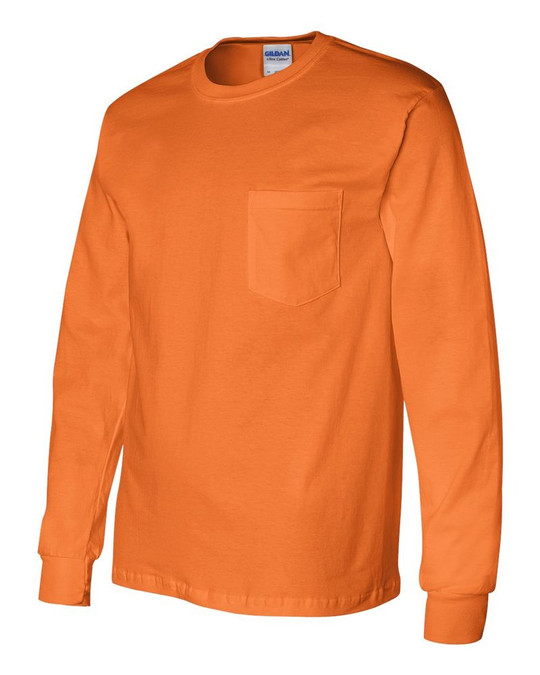 Gildan 2410 - Remera Ultra Cotton de manga larga con bolsillo