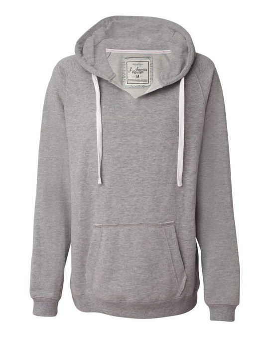 J. America 8836 - Ladies' Sueded V-Neck Hooded Sweatshirt