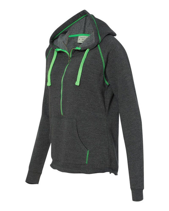 J. America 8876 - Ladies' 1/2 Zip Triblend Hooded Sweatshirt