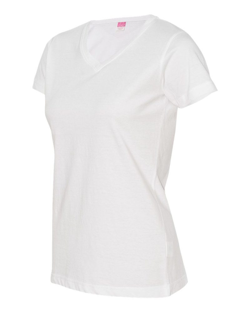 LAT 3507 - Remera fina de jersey con cuello en V