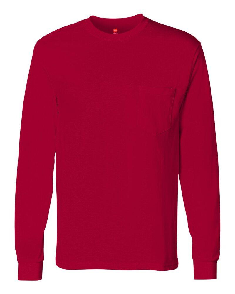 Hanes 5596 - Camiseta de Manga Larga Tagless® con Bolsillo