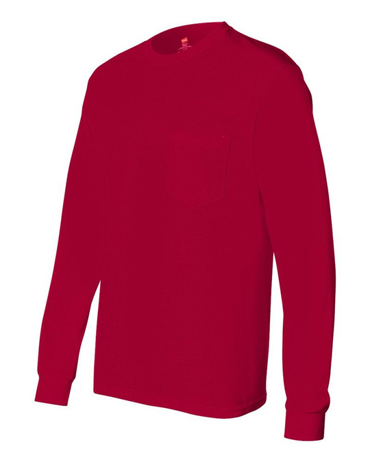 Hanes 5596 - Camiseta de Manga Larga Tagless® con Bolsillo