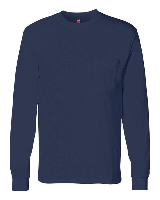 Hanes 5596 - Camiseta de Manga Larga Tagless® con Bolsillo