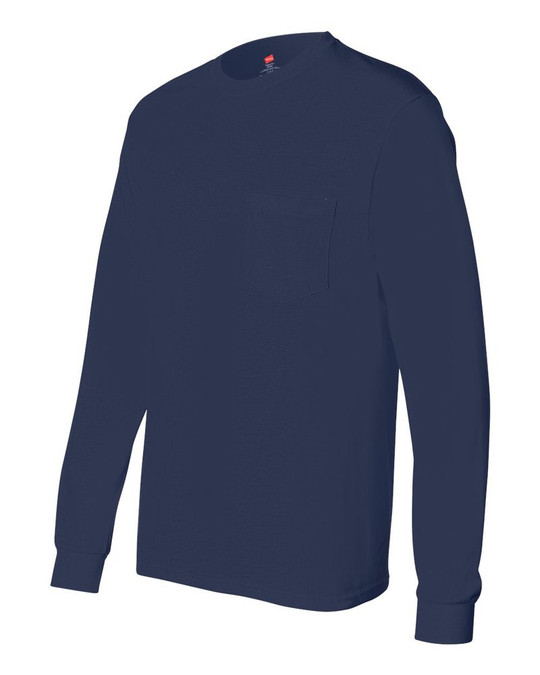 Hanes 5596 - Camiseta de Manga Larga Tagless® con Bolsillo
