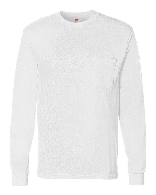 Hanes 5596 - Camiseta de Manga Larga Tagless® con Bolsillo