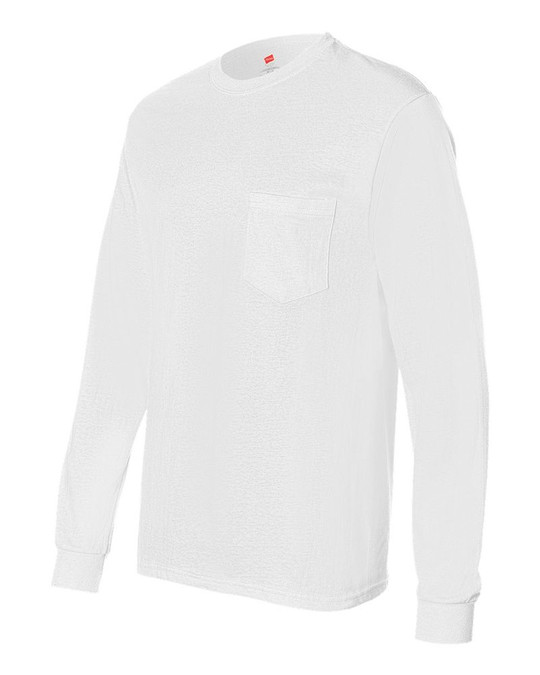 Hanes 5596 - Camiseta de Manga Larga Tagless® con Bolsillo