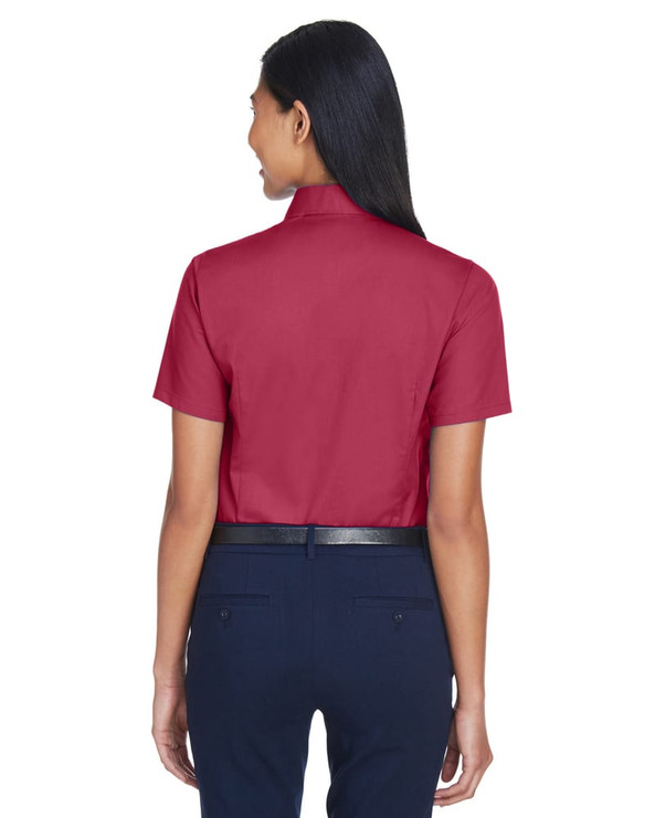 Harriton M500SW - Ladies Easy Blend Short-Sleeve Twill Shirt with Stain-Release