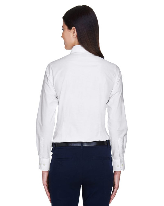 Harriton M600W - Chemisier Oxford à manches longues pour dames avec traitement anti-taches