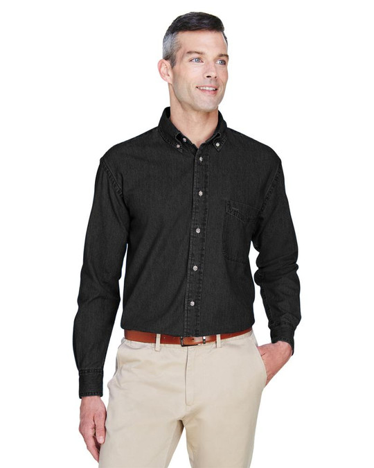 Harriton M550 - Chemise en denim à manches longues 6,5 oz.