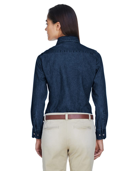 Harriton M550W - Chemise en denim à manches longues pour dames 6,5 oz.