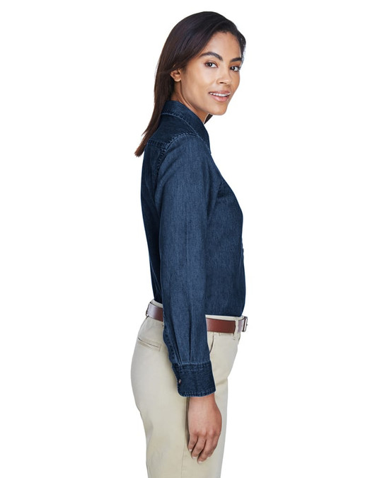 Harriton M550W - Chemise en denim à manches longues pour dames 6,5 oz.