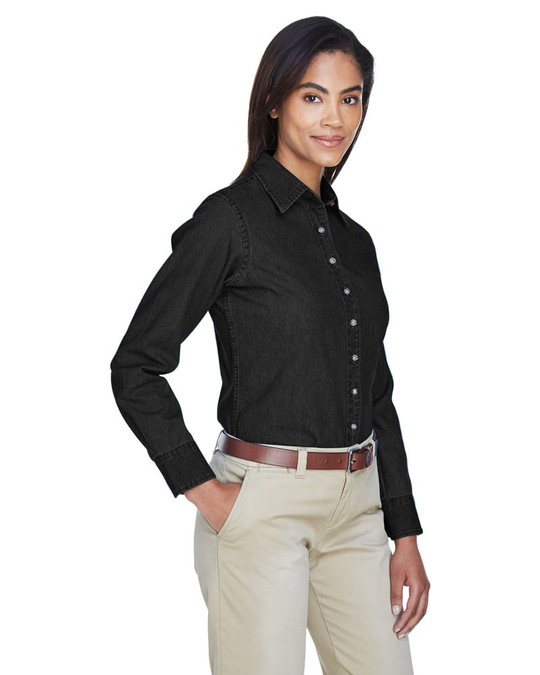Harriton M550W - Ladies 6.5 oz. Long-Sleeve Denim Shirt
