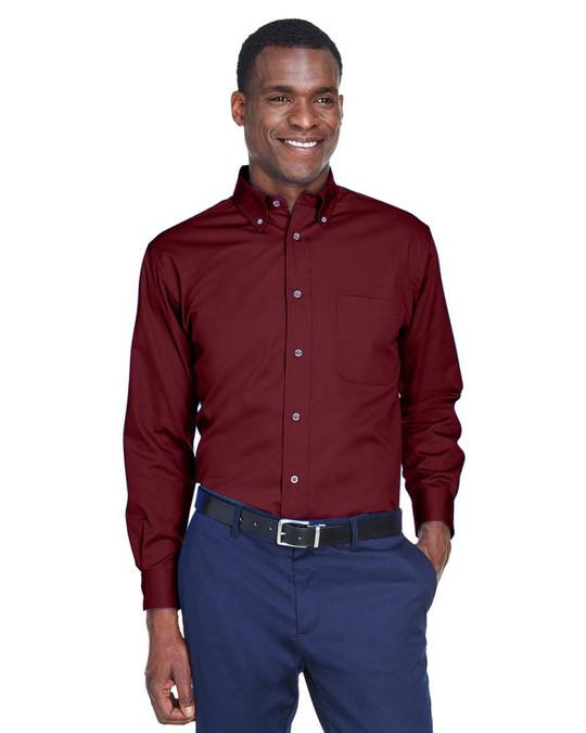 Harriton M500 - Chemise en sergé à manches longues Easy Blend avec traitement anti-taches