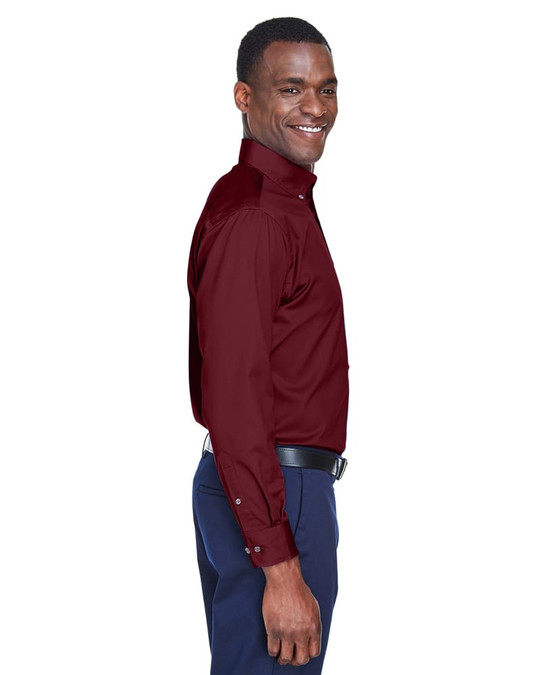 Harriton M500 - Chemise en sergé à manches longues Easy Blend avec traitement anti-taches