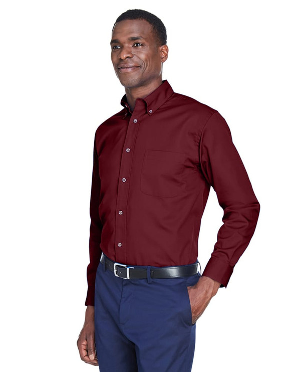 Harriton M500 - Men's Easy Blend Long-Sleeve Twill Shirt with Stain-Release