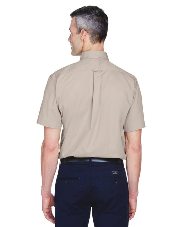 Harriton M500S - Men's Easy Blend Short-Sleeve Twill Shirt with Stain-Release