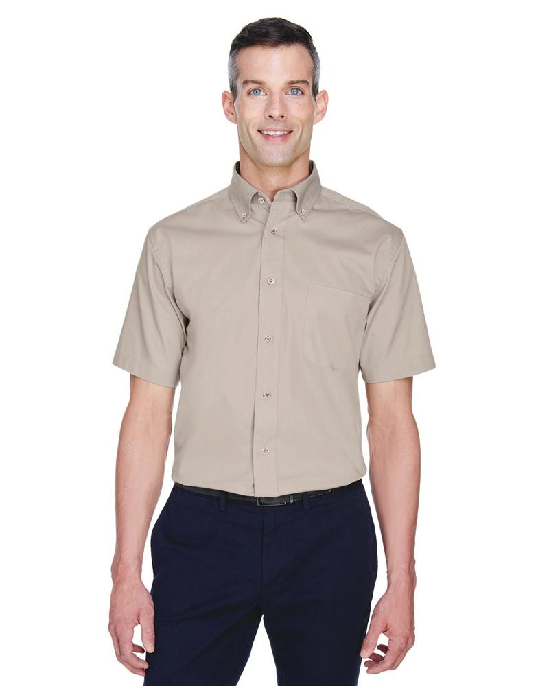 Harriton M500S - Men's Easy Blend Short-Sleeve Twill Shirt with Stain-Release