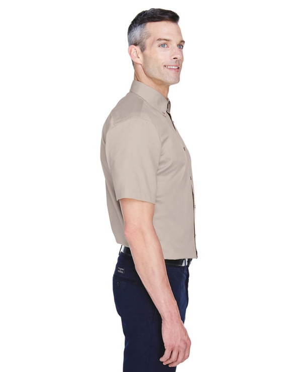 Harriton M500S - Men's Easy Blend Short-Sleeve Twill Shirt with Stain-Release