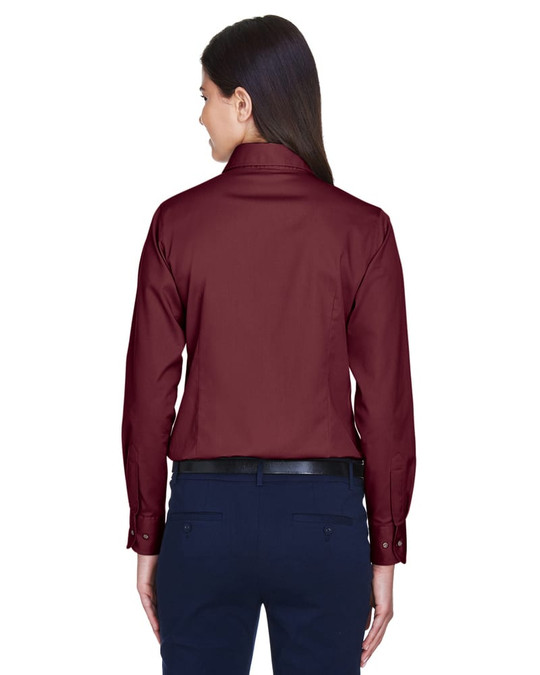 Harriton M500W - Ladies Easy Blend Long-Sleeve Twill Shirt with Stain-Release