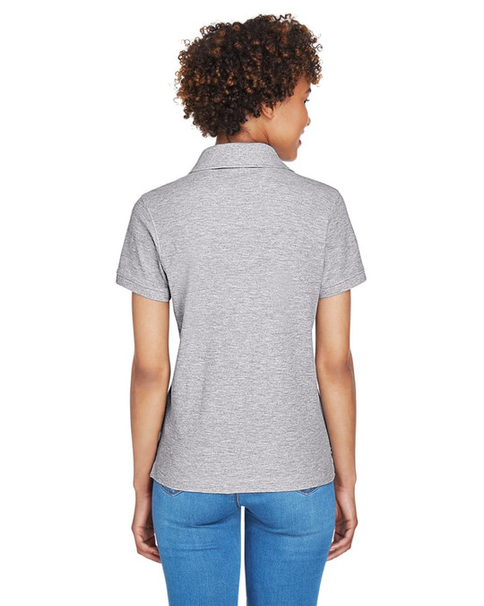 Devon & Jones D100W - Polo à col en Y à manches courtes en Pima pour dames