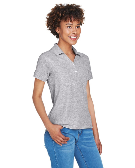 Devon & Jones D100W - Polo à col en Y à manches courtes en Pima pour dames