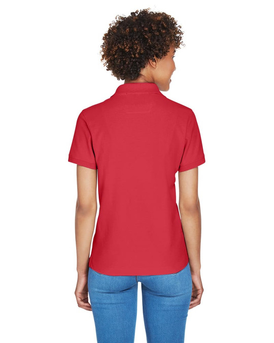 Devon & Jones D100W - Polo à col en Y à manches courtes en Pima pour dames