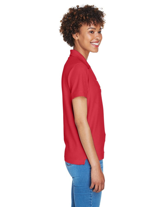 Devon & Jones D100W - Polo à col en Y à manches courtes en Pima pour dames
