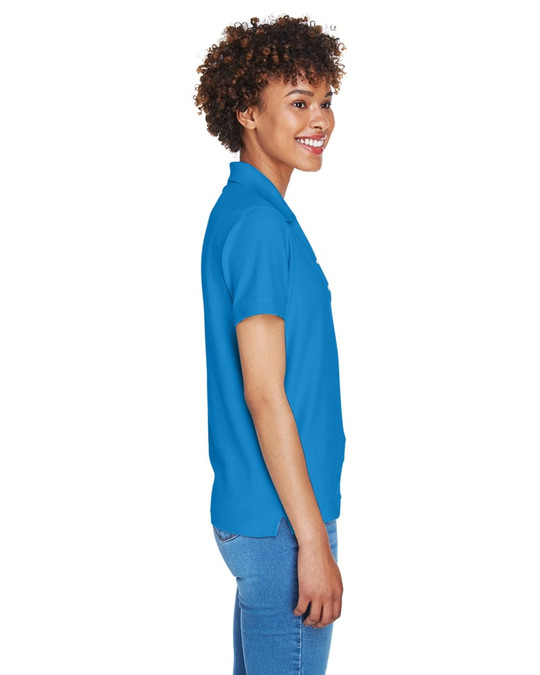 Devon & Jones D100W - Polo à col en Y à manches courtes en Pima pour dames