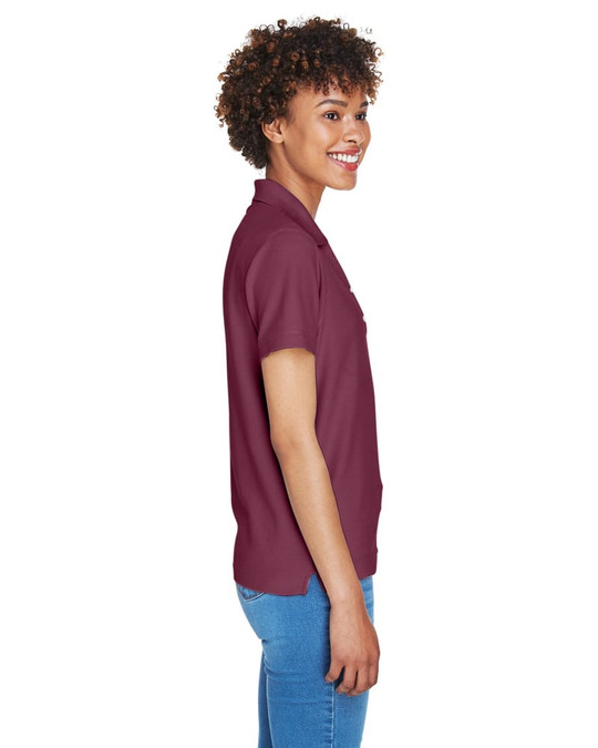 Devon & Jones D100W - Polo à col en Y à manches courtes en Pima pour dames