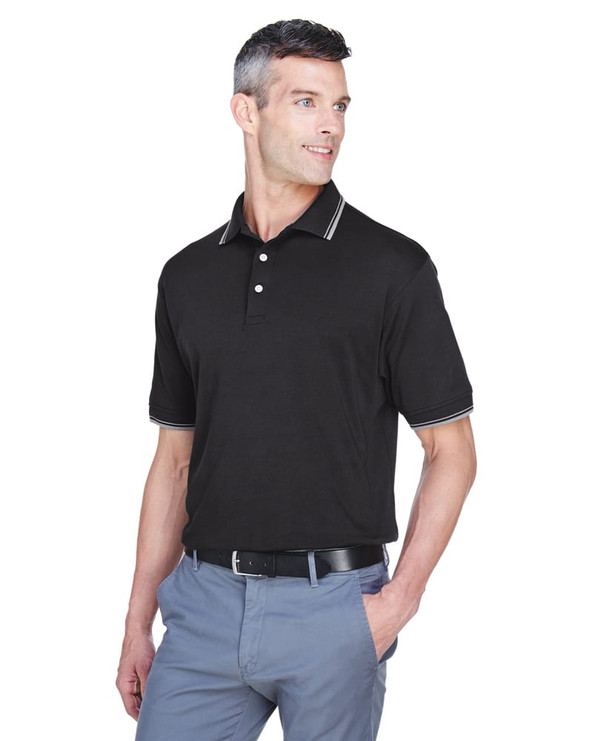 Devon & Jones D140 - Men's Tipped Perfect Pima Interlock Polo