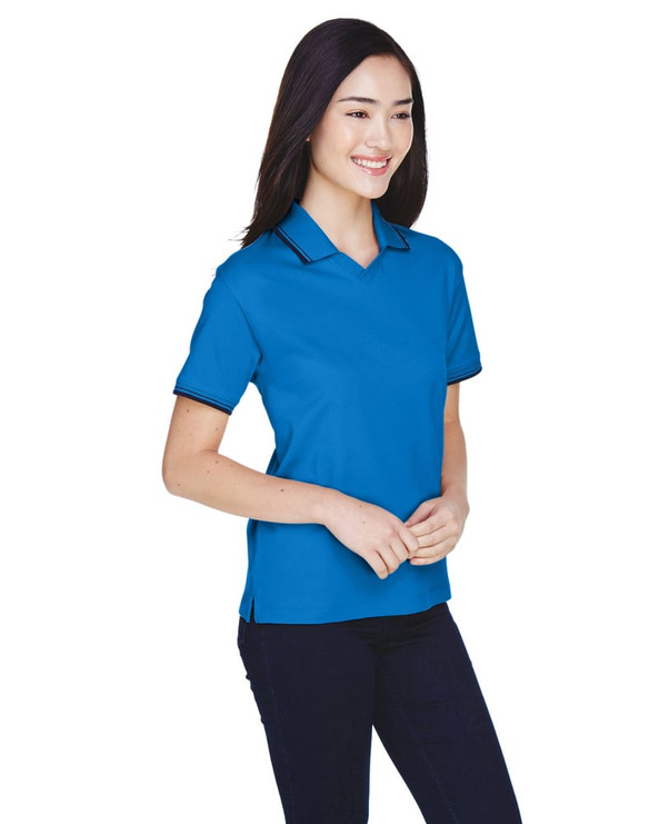 Devon & Jones D140W - Ladies Tipped Perfect Pima Interlock Polo