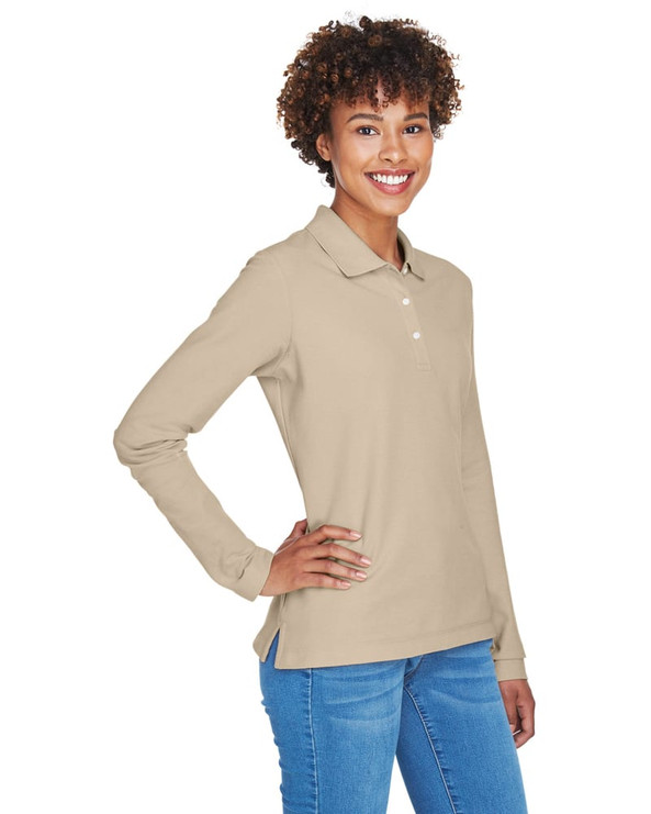 Devon & Jones D110W - Ladies Pima Piqué Long-Sleeve Polo