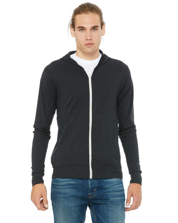 Bella+Canvas 3939 - Unisex Triblend Full-Zip Lightweight Hoodie