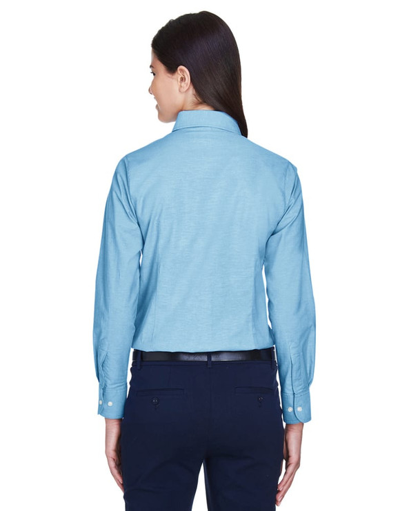 Harriton M600W - Ladies Long-Sleeve Oxford with Stain-Release