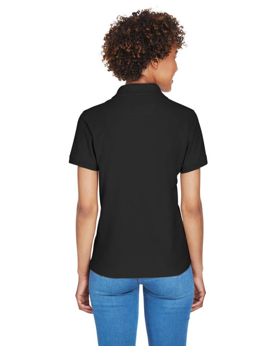 Devon & Jones D100W - Polo à col en Y à manches courtes en Pima pour dames