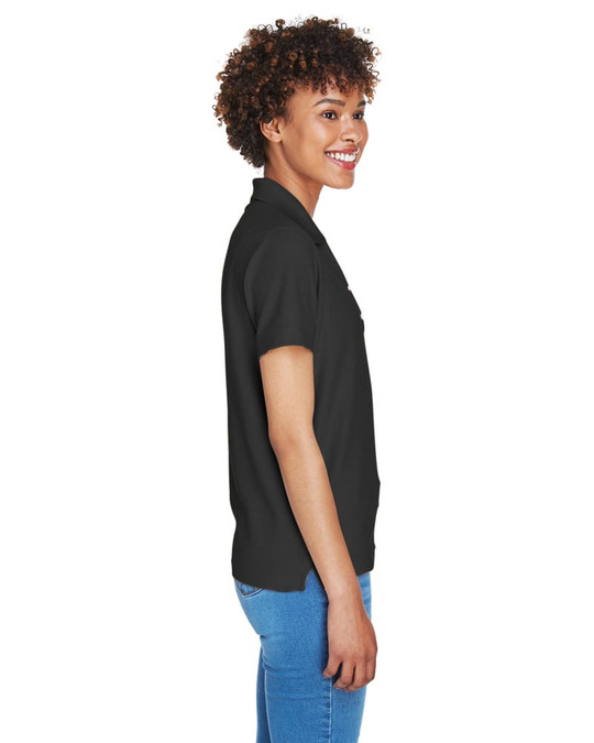 Devon & Jones D100W - Polo à col en Y à manches courtes en Pima pour dames