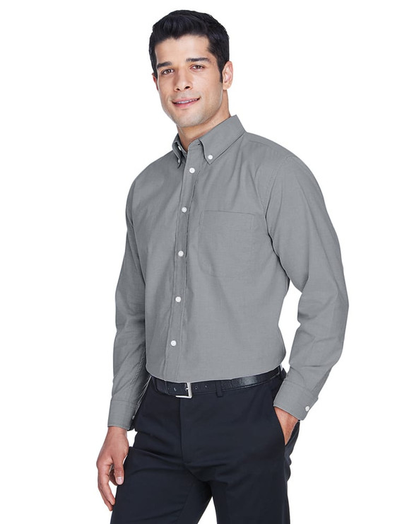 Harriton M600 - Men's Long-Sleeve Oxford with Stain-Release