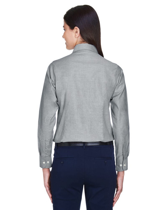 Harriton M600W - Ladies Long-Sleeve Oxford with Stain-Release