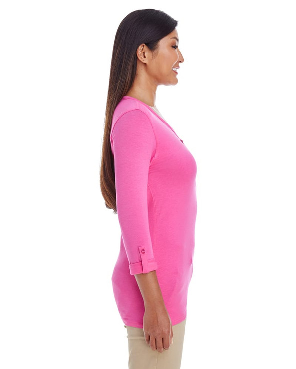 Devon & Jones DP186W - Ladies Perfect Fit  Y-Placket Convertible Sleeve Knit Top