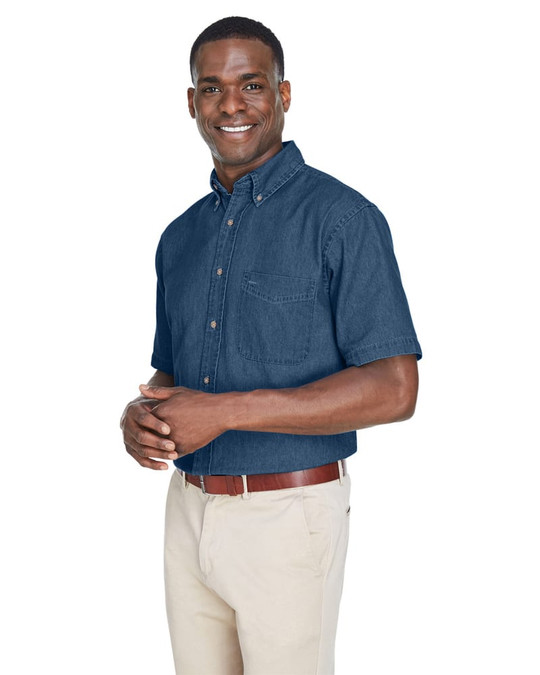 Harriton M550S - Chemise en denim à manches courtes 6,5 oz.