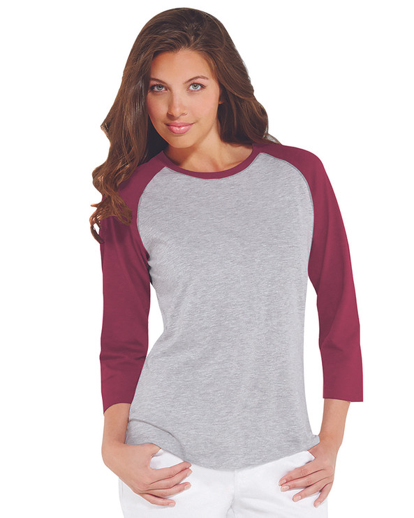 LAT 3530 - Ladies' Fine Jersey Three-Quarter Sleeve Baseball T-Shirt