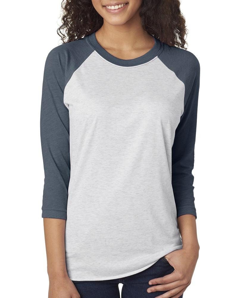 Next Level 6051 - T-shirt raglan unisexe à manches trois-quarts en tri-mélange