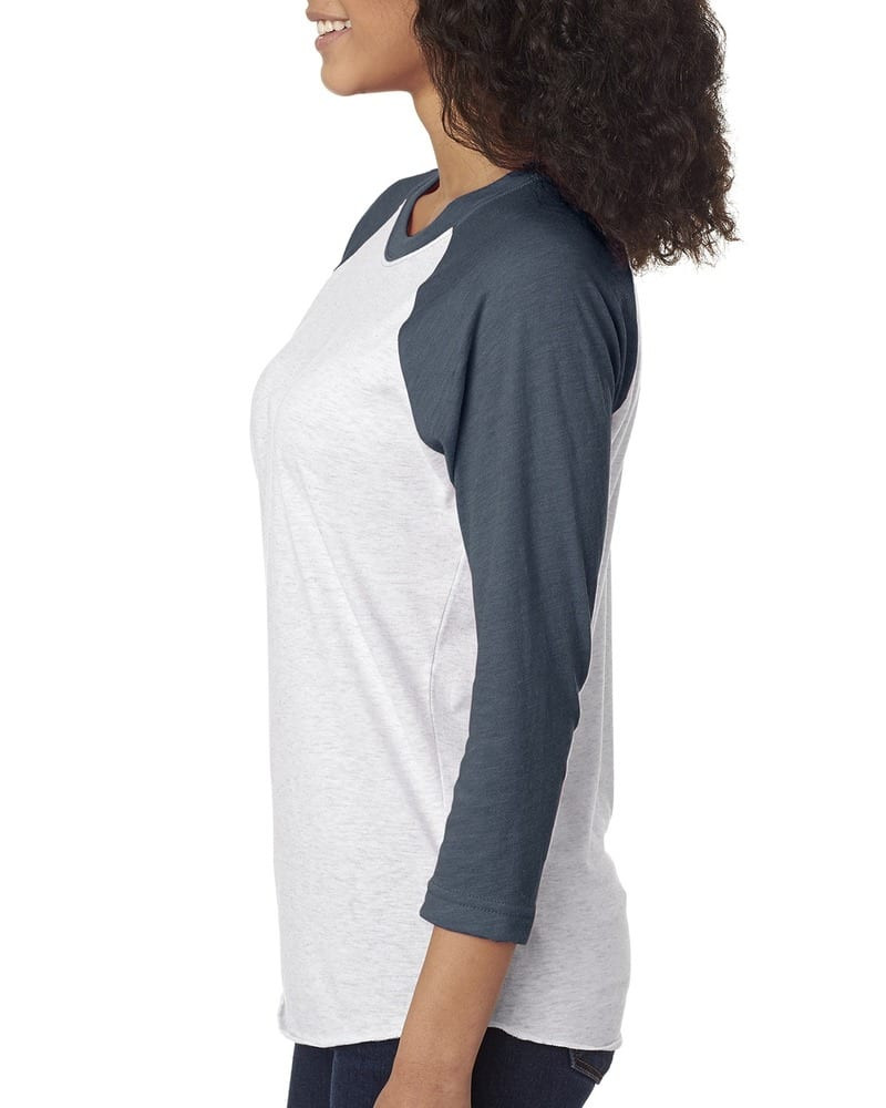 Next Level 6051 - T-shirt raglan unisexe à manches trois-quarts en tri-mélange