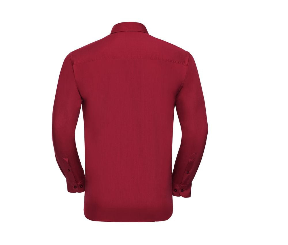 Russell Collection JZ934 - Camicia da uomo a maniche lunghe in popeline di policotone facile da curare