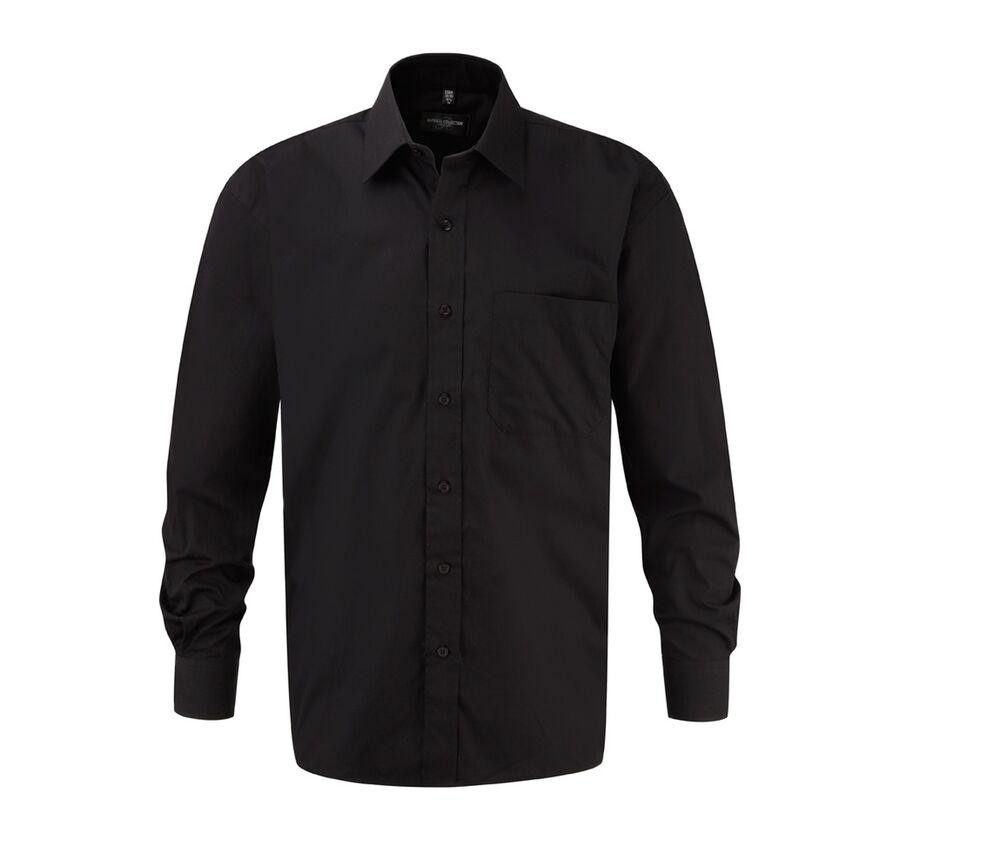 Russell Collection JZ936 - Pitkähihainen puuvillainen Easy Care Poplin -paita