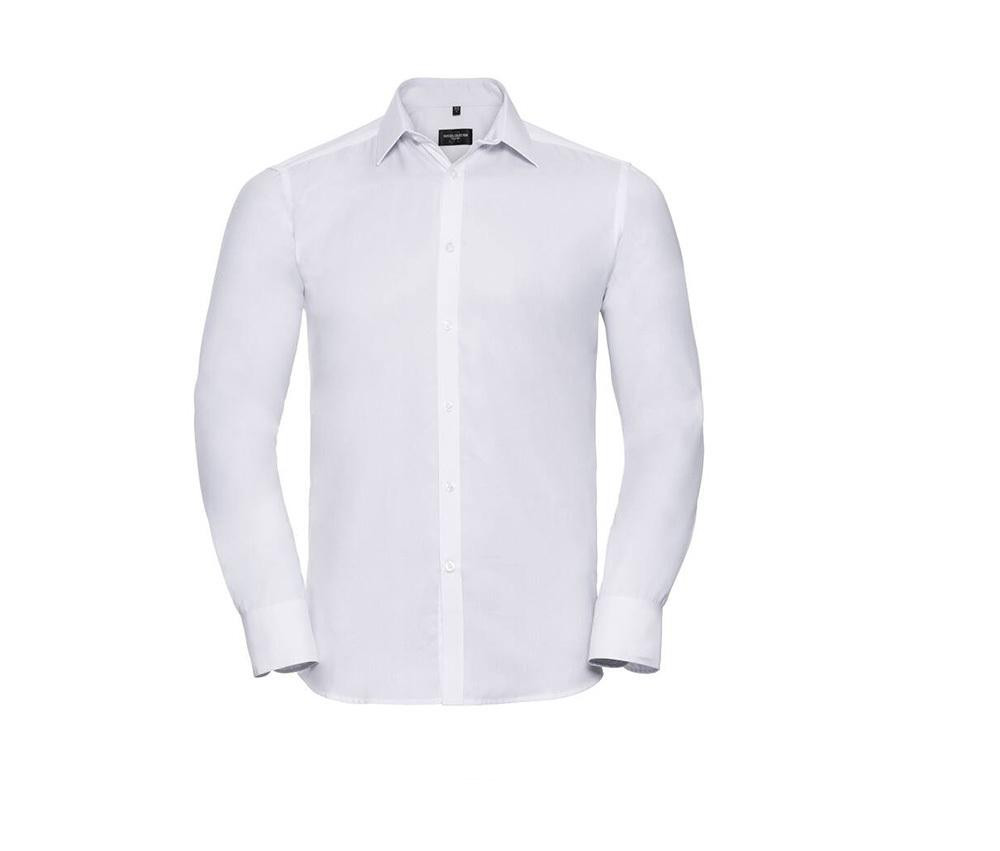 Russell Collection JZ962 - Camicia a maniche lunghe a spina di pesce da uomo