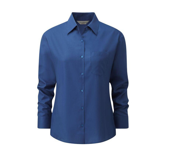 Russell Collection JZ34F - Damen Langarm Bluse Popeline