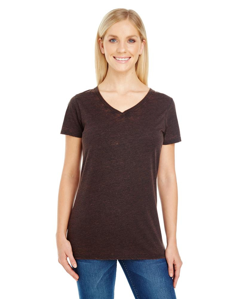 Threadfast 215B - Camiseta de Manga Corta con Cuello en V para Damas Cross Dye