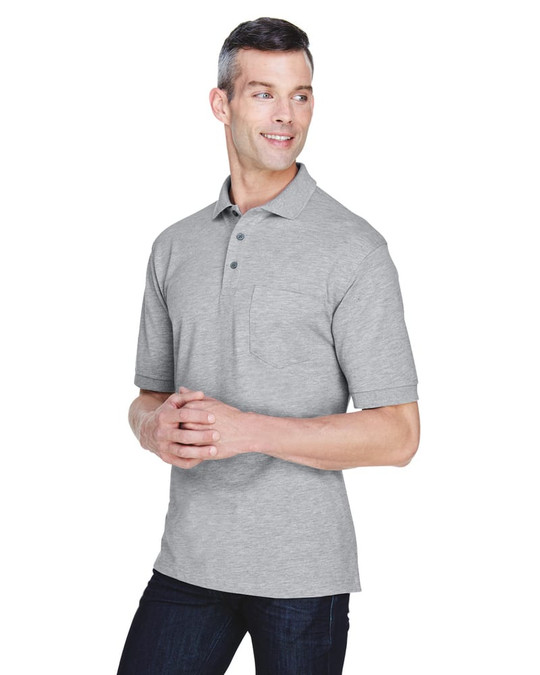 Harriton M265P - Polo Easy Blend avec poche de 5,6 oz.